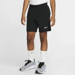 Nike Boy's Court Flex Ace Shorts (Black/White)