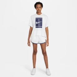 Nike Women's Seasonal NikeCourt Top (White/Purple) -Sports Gear Shop DJ6241 100 PHSYM002 3144