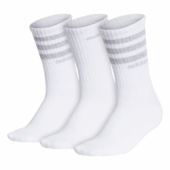 Adidas Women's 3 Stripe Quarter Crew Socks (White)