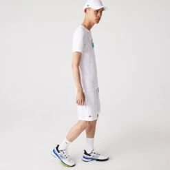 Lacoste Men's Ultra Light Short (White/Navy Blue) -Sports Gear Shop GH6961 522 21