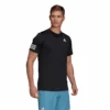 Adidas Men's 3 Stripes Club Top (Black) -Sports Gear Shop GL5403 APP on model walking white