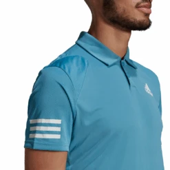 Adidas Men's Club 3 Stripes Polo (Hazy Blue/White) -Sports Gear Shop GL5422 APP on model detail 1 white