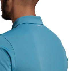 Adidas Men's Club 3 Stripes Polo (Hazy Blue/White) -Sports Gear Shop GL5422 APP on model detail 2 white