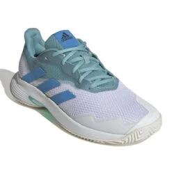 Adidas CourtJam Control Men's Tennis Shoe (Mint/Blue/White) -Sports Gear Shop GY4002 6 FOOTWEAR Photography FrontLateralTopView white