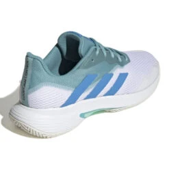 Adidas CourtJam Control Men's Tennis Shoe (Mint/Blue/White) -Sports Gear Shop GY4002 7 FOOTWEAR Photography BackLateralTopView white