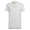 Adidas Men's London Stretch Woven Top (White/Yellow) -Sports Gear Shop HC8541 2 APPAREL Photography FrontCenterView white