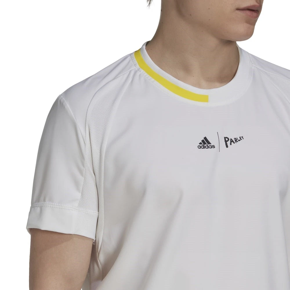 Adidas Men's London Stretch Woven Top (White/Yellow) 6 Adidas Men's London Stretch Woven Top (White/Yellow) - Image 4