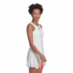 Adidas Women's Tennis Y-Tank Top (White) -Sports Gear Shop HF0842 APP on model walking white