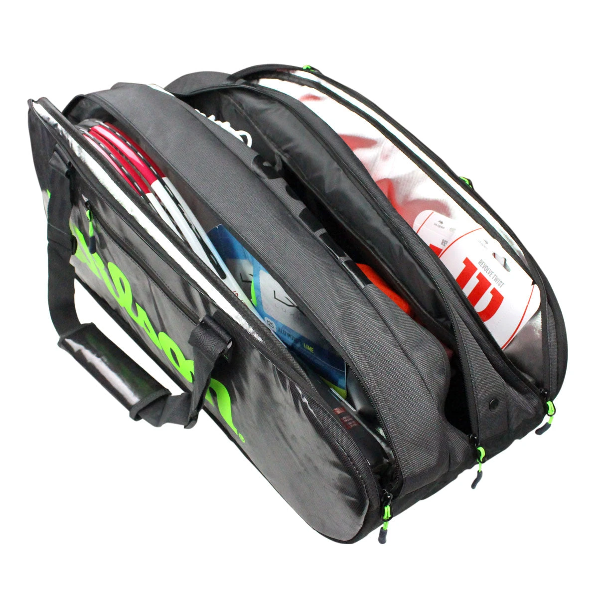 Wilson Super Tour 15 Pack Racquet Bag (Black/Green) 3 Wilson Super Tour 15 Pack Racquet Bag (Black/Green)