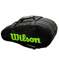 Wilson Super Tour 15 Pack Racquet Bag (Black/Green) 13 Wilson Super Tour 15 Pack Racquet Bag (Black/Green) -Sports Gear Shop WR8004101001 Super Tour 3 Comp BKGR Front