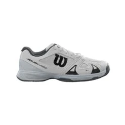 Wilson Rush Pro 2.5 Junior Tennis Shoe (White/Pearl) -Sports Gear Shop WRS322490 Rush Pro Jr 2.5 White PearlBlue Black Side