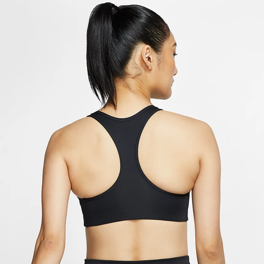 Nike Women's Dri-FIT Swoosh Medium Support 1 Piece Pad Sports Bra (Black/White) 4 Nike Women's Dri-FIT Swoosh Medium Support 1 Piece Pad Sports Bra (Black/White) - Image 2
