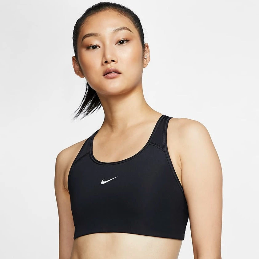 Nike Women's Dri-FIT Swoosh Medium Support 1 Piece Pad Sports Bra (Black/White) 3 Nike Women's Dri-FIT Swoosh Medium Support 1 Piece Pad Sports Bra (Black/White)