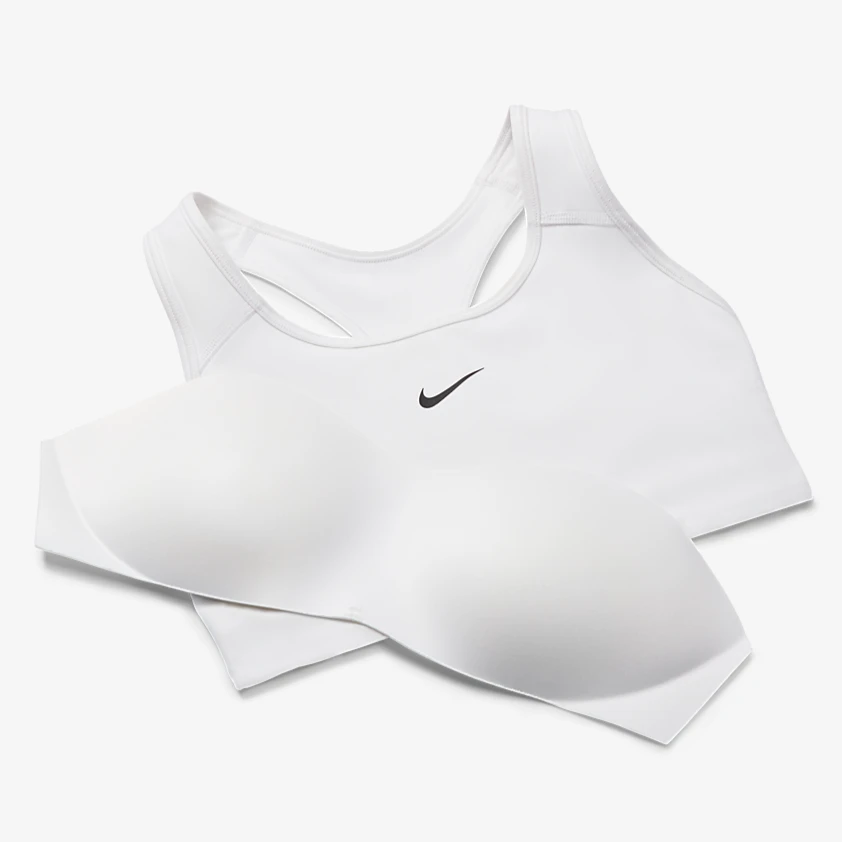 Nike Women's Dri-FIT Swoosh Medium Support 1 Piece Pad Sports Bra (White/Black) 7 Nike Women's Dri-FIT Swoosh Medium Support 1 Piece Pad Sports Bra (White/Black) - Image 5
